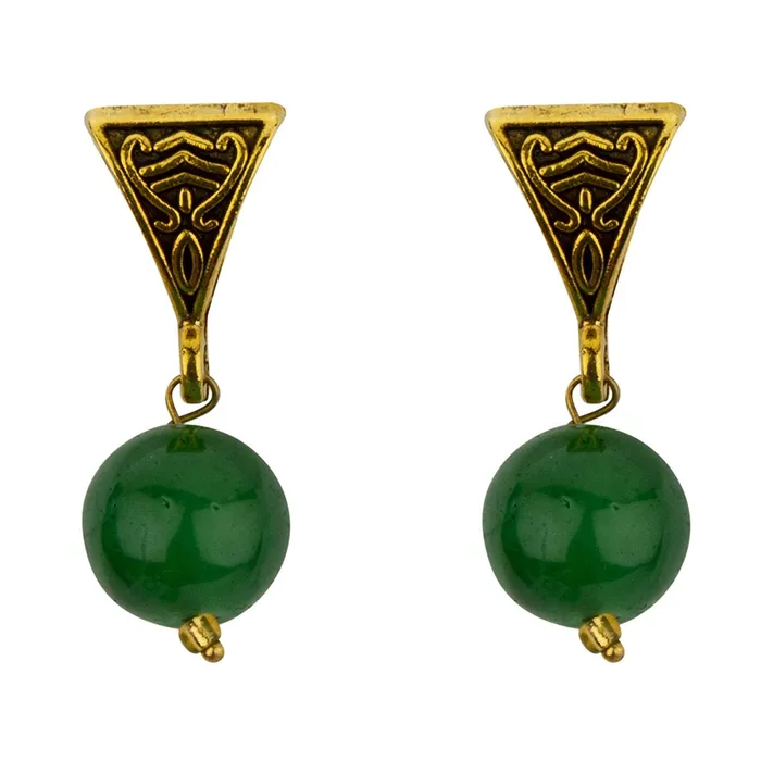 Yellow Chimes Exclusive Antique German Oxidized Gold Black Beads Contemporary Necklace Set with Drop Earrings for Women Yellow Chimes Rings