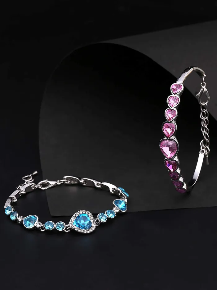 Yellow Chimes Exclusive Combo of 2 Pcs Opal Crystal Collection Floral Design Stylish Bracelet for Women and Girls Yellow Chimes Bracelets