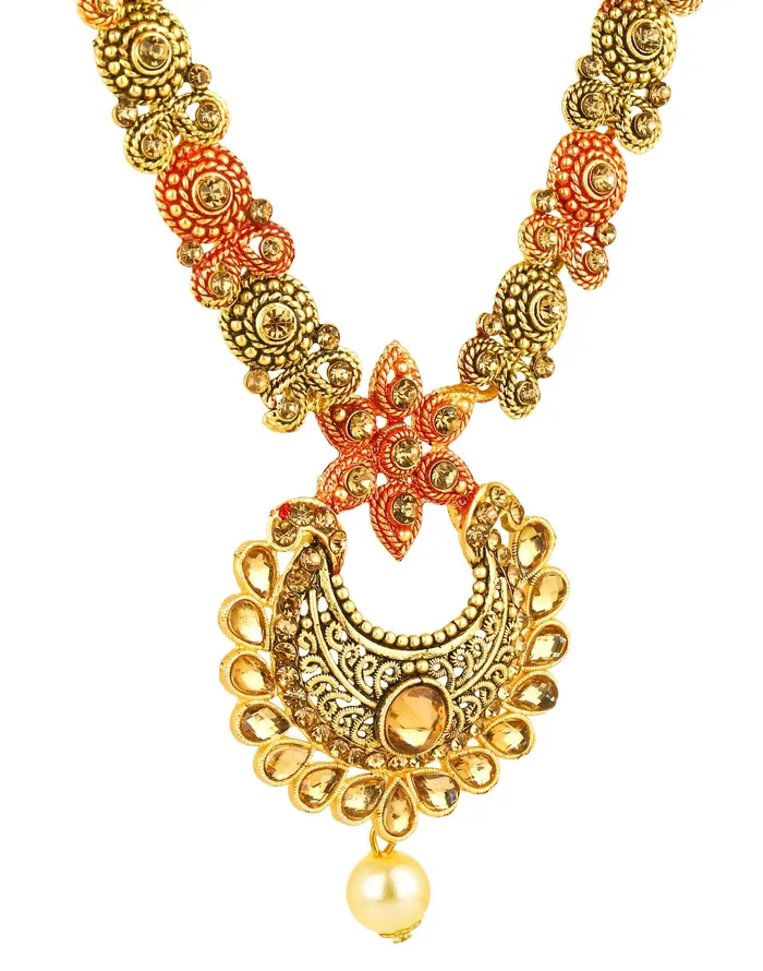 Yellow Chimes Exquisite Kundan Studded Meenakari Work Gold Plated Jewellery Necklace Set for Women and Girls Yellow Chimes Necklaces