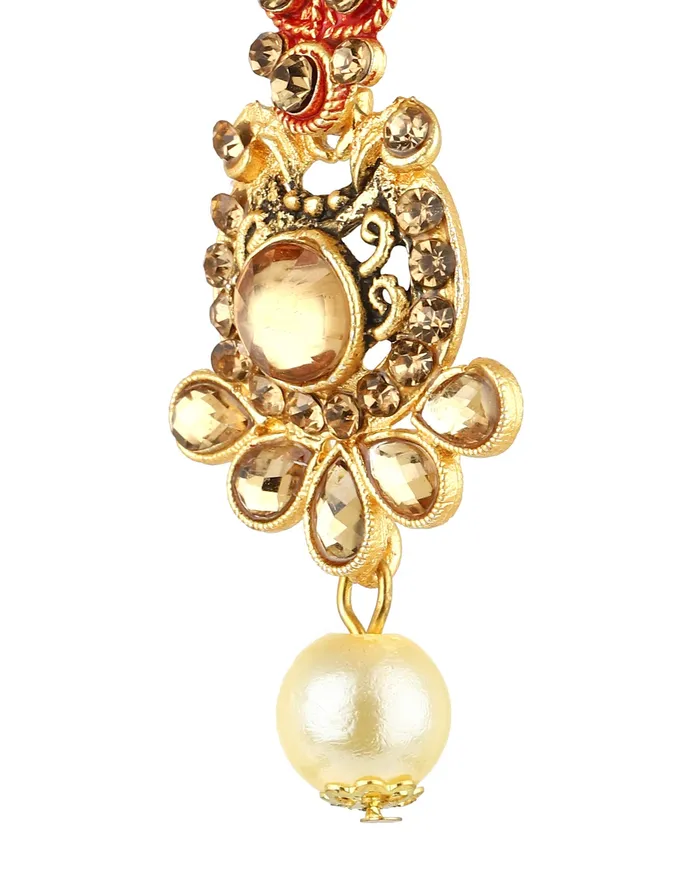 Yellow Chimes Exquisite Kundan Studded Meenakari Work Gold Plated Jewellery Necklace Set for Women and Girls Yellow Chimes Necklaces