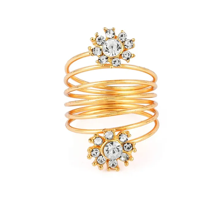 Yellow Chimes Flower Spiral Gold Floral Ring for Women Girls Yellow Chimes Earrings Yellow Chimes Flower Spiral Gold Floral Ring for Women Girls Yellow Chimes Earrings