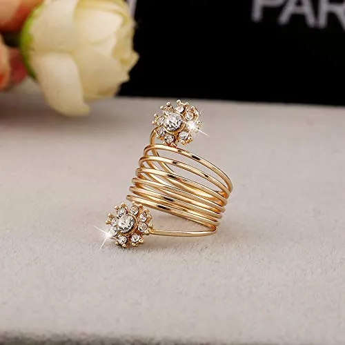 Yellow Chimes Flower Spiral Gold Floral Ring for Women Girls Yellow Chimes Earrings