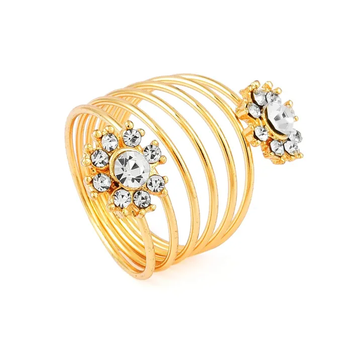 Yellow Chimes Flower Spiral Gold Floral Ring for Women Girls Yellow Chimes Earrings