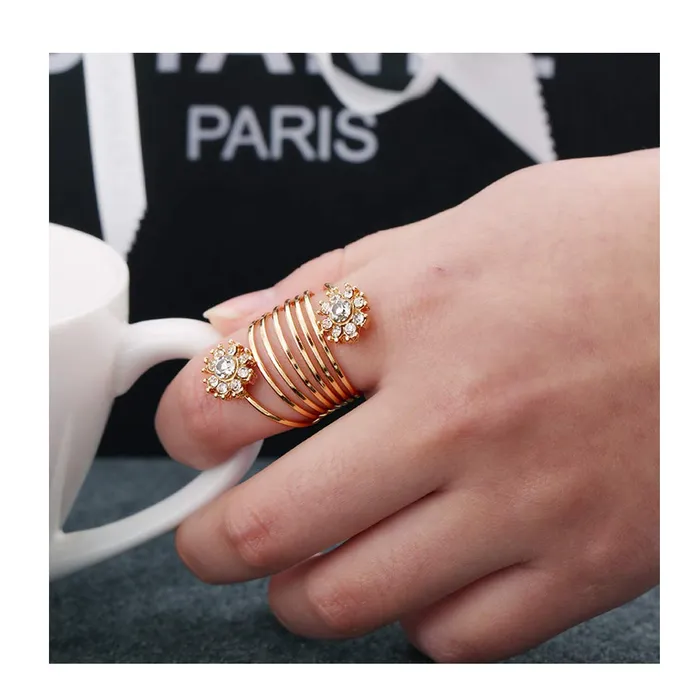 Yellow Chimes Flower Spiral Gold Floral Ring for Women Girls Yellow Chimes Earrings