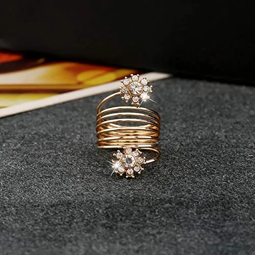 Yellow Chimes Flower Spiral Gold Floral Ring for Women Girls Yellow Chimes Earrings