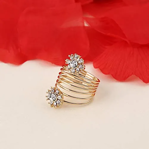 Yellow Chimes Flower Spiral Gold Floral Ring for Women Girls Yellow Chimes Earrings