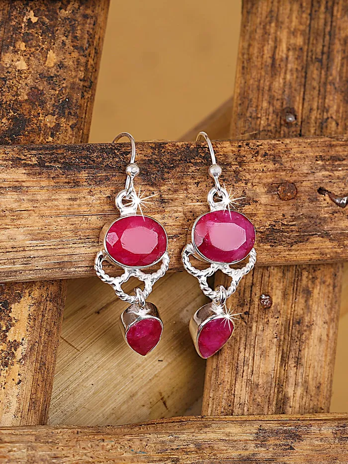 Yellow Chimes Gemstone Garnet Quartz 925 Sterling Silver Hallmark and Certified Purity Drop Earrings for Women and Girls Yellow Chimes Earrings