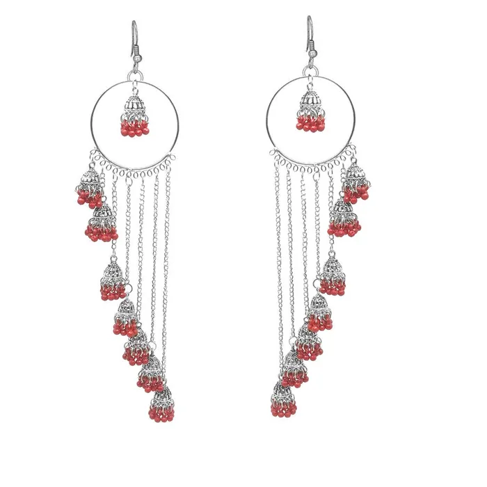 Yellow Chimes German Silver Oxidized Kashmiri Style Bali Traditional Jhumka Jhumki Earrings for Women and Girls Red Yellow Chimes Necklaces Yellow Chimes German Silver Oxidized Kashmiri Style Bali Traditional Jhumka Jhumki Earrings for Women and Girls Red Yellow Chimes Necklaces