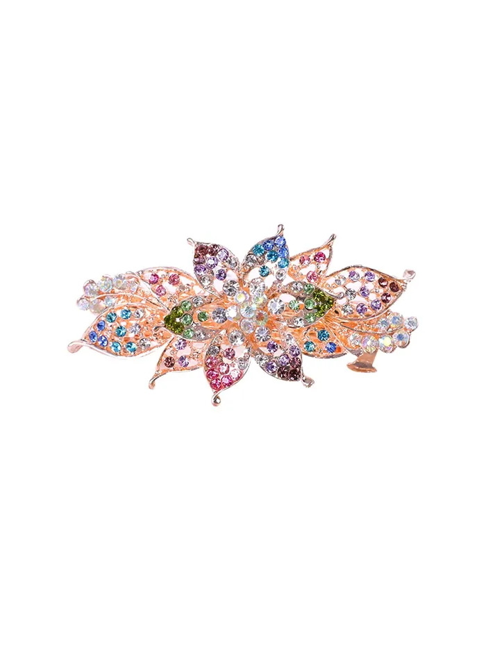 Yellow Chimes Hair Clips for Girls and Women Gold Plated Floral Designed Multicolor Stone Studded French Baratte Hair Clip for Women and Girls Yellow Chimes Necklaces Yellow Chimes Hair Clips for Girls and Women Gold Plated Floral Designed Multicolor Stone Studded French Baratte Hair Clip for Women and Girls Yellow Chimes Necklaces