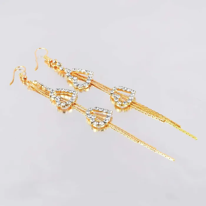 Yellow Chimes Hanging Hearts Gold Chandelier Earring for Women Girls Yellow Chimes Bracelets