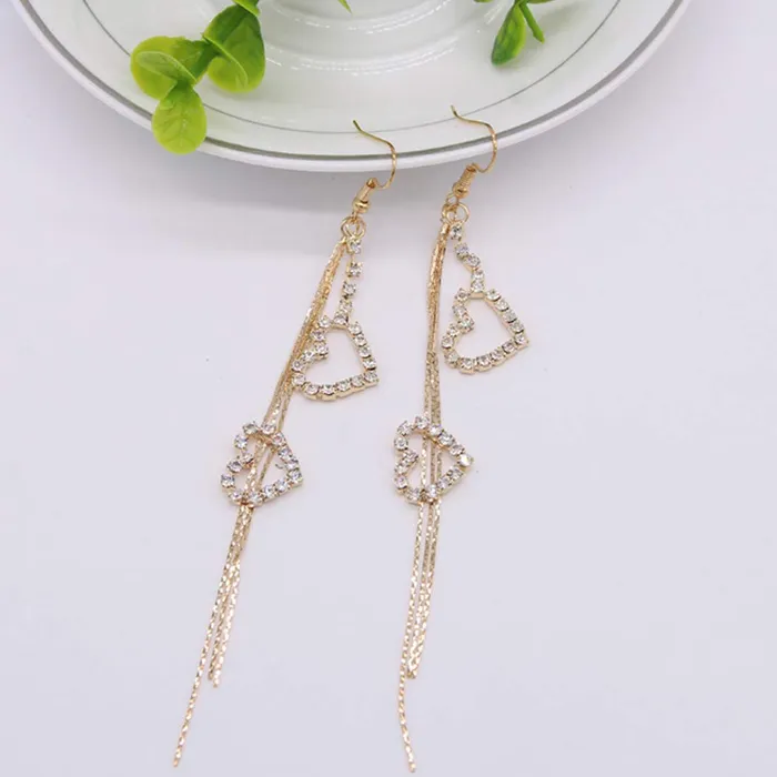 Yellow Chimes Hanging Hearts Gold Chandelier Earring for Women Girls Yellow Chimes Bracelets