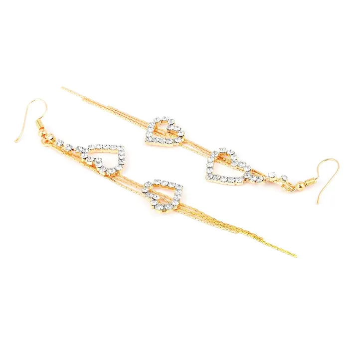 Yellow Chimes Hanging Hearts Gold Chandelier Earring for Women Girls Yellow Chimes Bracelets