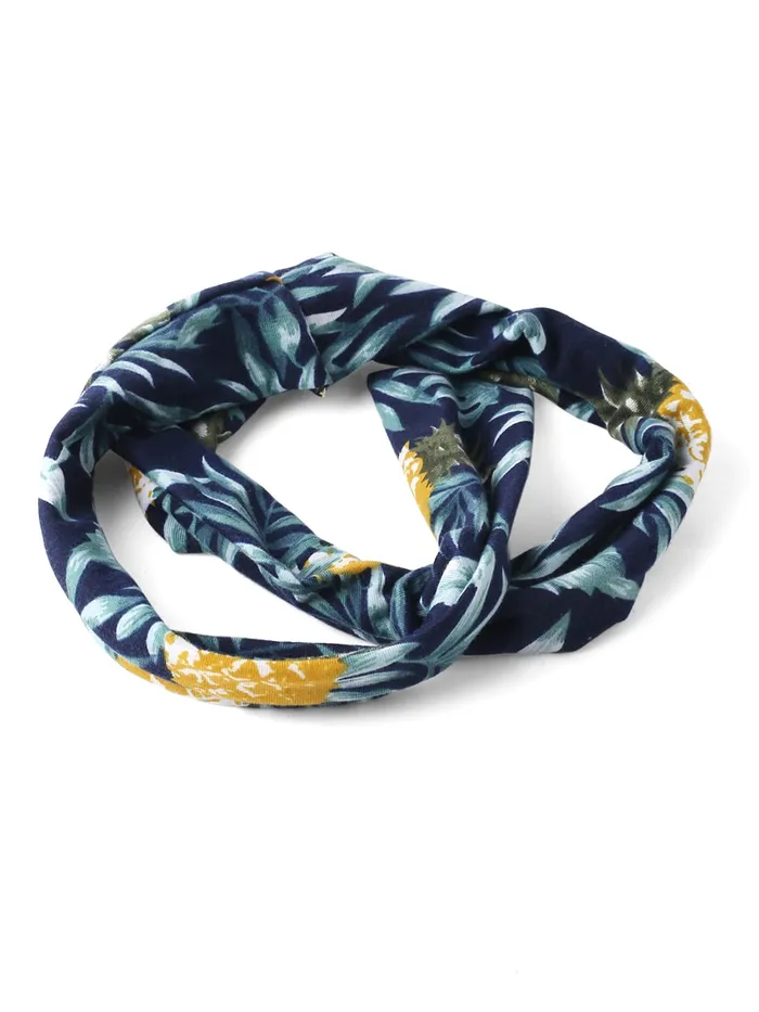 Yellow Chimes Head Bands for Girls Headbands for Women Fabric Leafy Printed BlueGreen Headband Hair Accessories for Women and Girls Yellow Chimes Necklaces