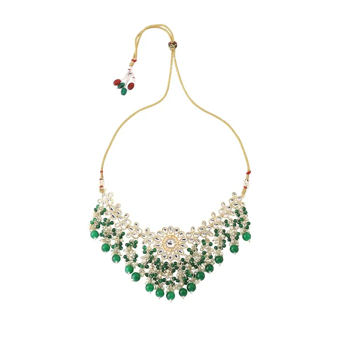 Yellow Chimes Jewellery Set for Women and Girls Kundan Necklace Set Gold Plated Kundan Studded Beads Drop Choker Necklace Set Birthday Gift for girls and women Anniversary Gift for Wife Yellow Chimes Necklaces