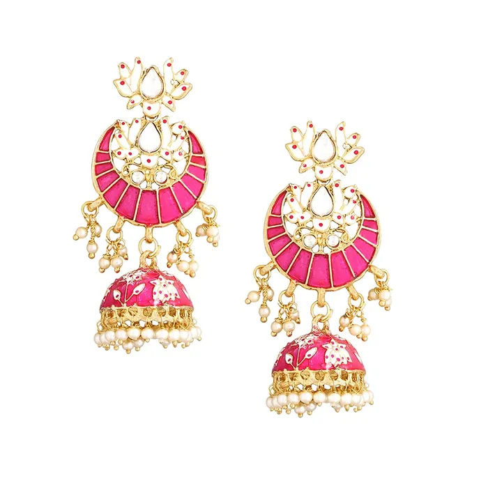 Yellow Chimes Jhumka Earrings for Women Gold Plated Traditional Pink Meenakari Lotus Chandbali Jhumka Earrings for Women and Girls Yellow Chimes Rings Yellow Chimes Jhumka Earrings for Women Gold Plated Traditional Pink Meenakari Lotus Chandbali Jhumka Earrings for Women and Girls Yellow Chimes Rings