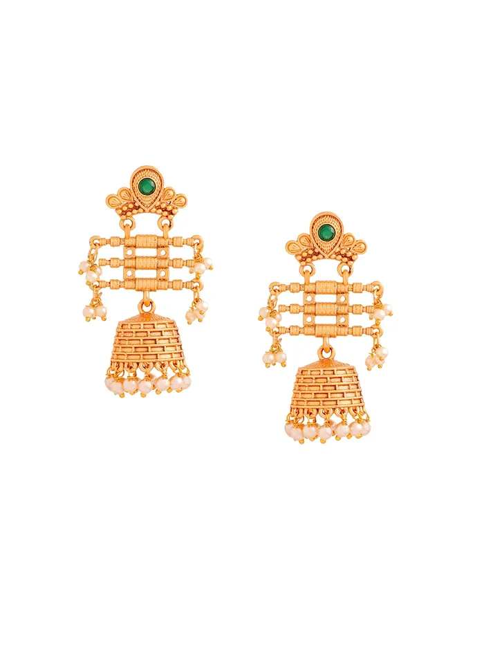 Yellow Chimes Jhumka Earrings Traditional Gold Plated Elegance 6cm x 3cm Gold Yellow Chimes Earrings Yellow Chimes Jhumka Earrings Traditional Gold Plated Elegance 6cm x 3cm Gold Yellow Chimes Earrings
