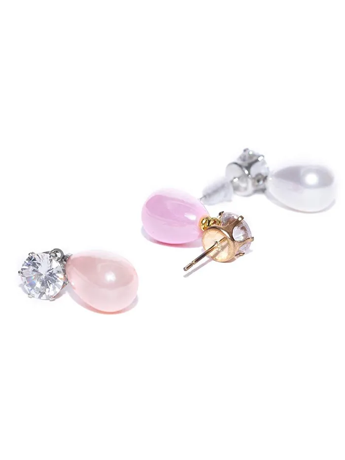Yellow Chimes Latest Fashion Combo of 3 Pair Crystal Pearl Drop Earrings for Women and Girls Yellow Chimes Earrings