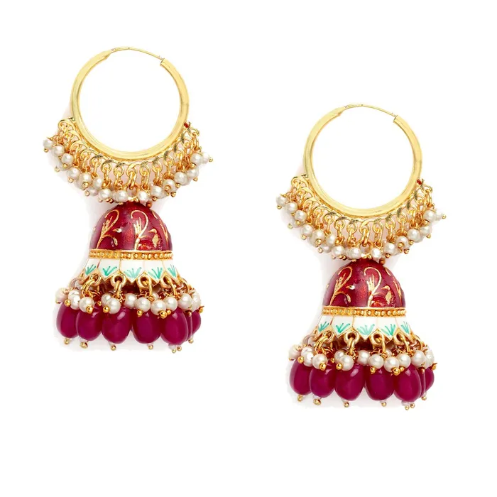 Yellow Chimes Meenakari Jhumka Earrings Handcrafted Gold toned Traditional Red Jhumka Hoop Earrings for Women and Girls RedGold Yellow Chimes Earrings Yellow Chimes Meenakari Jhumka Earrings Handcrafted Gold toned Traditional Red Jhumka Hoop Earrings for Women and Girls RedGold Yellow Chimes Earrings
