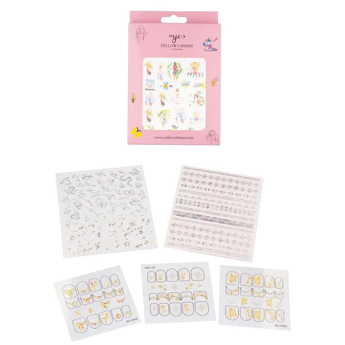 Yellow Chimes Nail Stickers for Womens and Girls Multicolor Self Adhesive Manicure Decoration Nail Stickers for Womens and Girls Yellow Chimes Bracelets