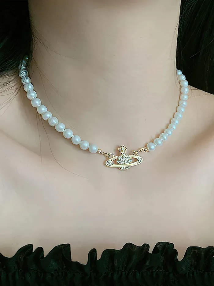 Yellow Chimes Necklace for Women and Girls Fashion White Pearl Necklace for Women Western Multi Layer Pearl Choker Necklace for Girls Birthday Gifts For Women Valentine Gift for Girls Yellow Chimes Rings