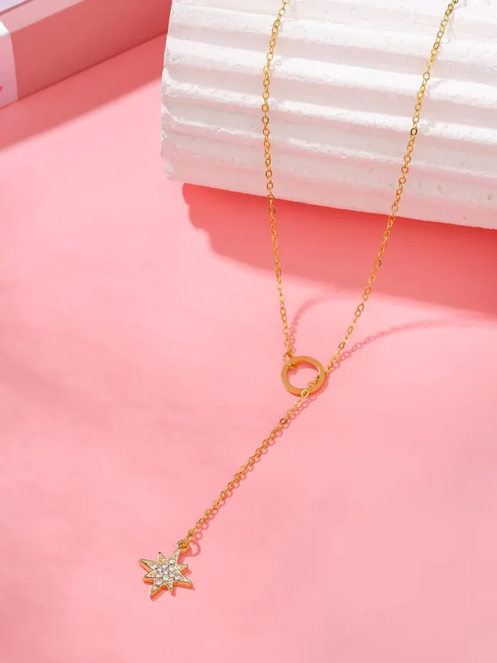 Yellow Chimes Necklaces Gold Plated Star Shaped Chain Necklace for Women Adjustable 4651 cm Fashion Jewelry