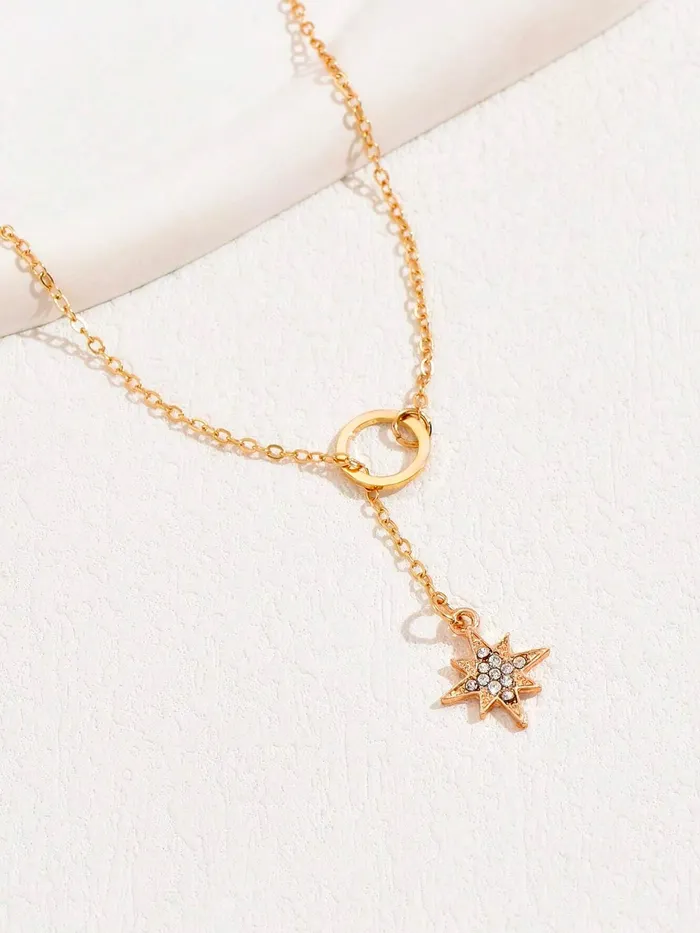 Yellow Chimes Necklaces Gold Plated Star Shaped Chain Necklace for Women Adjustable 4651 cm Fashion Jewelry