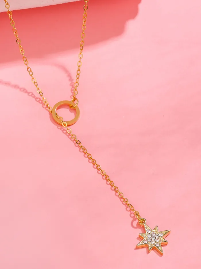 Yellow Chimes Necklaces Gold Plated Star Shaped Chain Necklace for Women Adjustable 4651 cm Fashion Jewelry