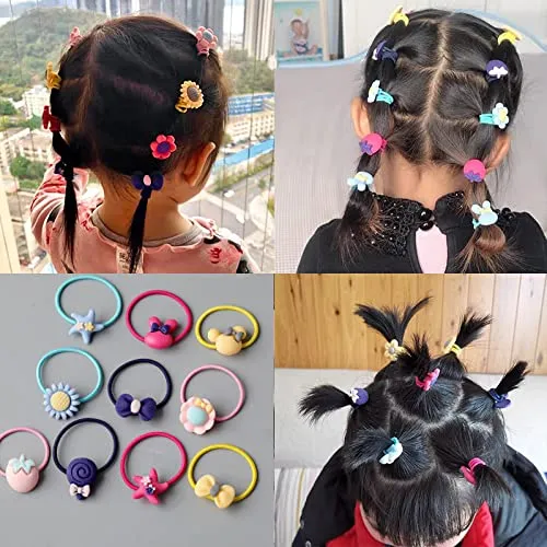 Yellow Chimes Necklaces Melbees by Yellow Chimes 140 Pcs Set of 2 Styles Elastic Ponytail Holders Rubber Bands for Kids Girls Women Hair Accessories Pack of 140 MultiColor Medium