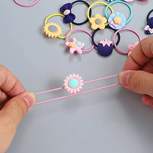 Yellow Chimes Necklaces Melbees by Yellow Chimes 140 Pcs Set of 2 Styles Elastic Ponytail Holders Rubber Bands for Kids Girls Women Hair Accessories Pack of 140 MultiColor Medium