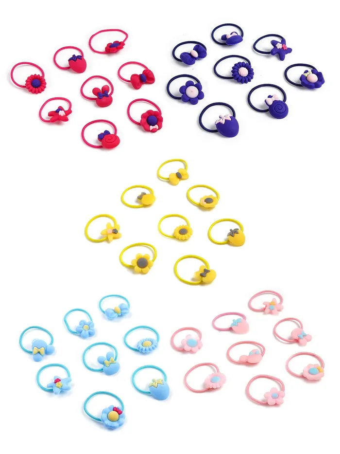 Yellow Chimes Necklaces Melbees by Yellow Chimes 140 Pcs Set of 2 Styles Elastic Ponytail Holders Rubber Bands for Kids Girls Women Hair Accessories Pack of 140 MultiColor Medium
