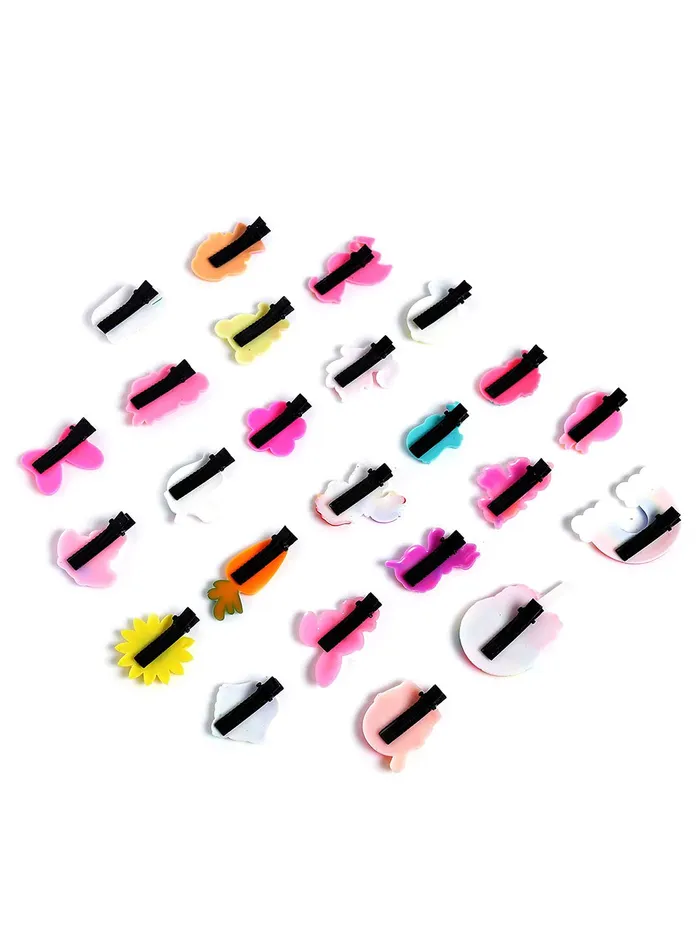 Yellow Chimes Necklaces Melbees by Yellow Chimes Hair Clips for Girls Kids Hair Clip Hair Accessories for Girls Set of 24 PCS Cute Characters Tiny Hair Clips for Baby Girls Baby Hair Clips For Kids Toddlers