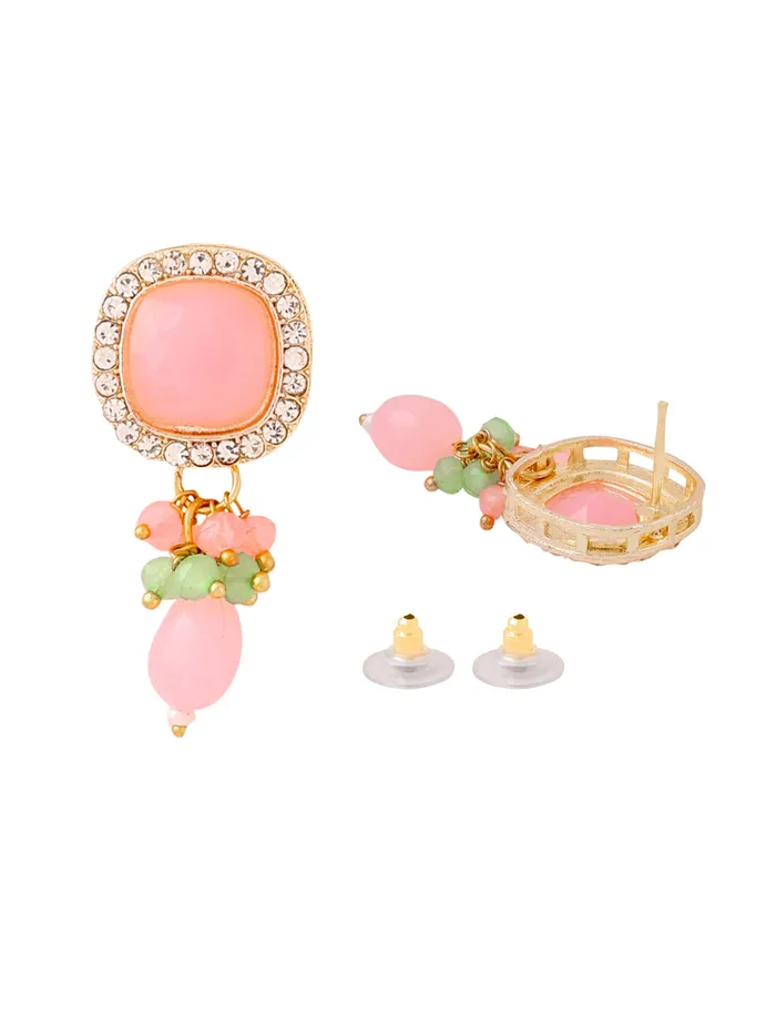 Yellow Chimes Necklaces Traditional Pink Stone Studded Choker Necklace Set Pearl Jewelry Gift for Women