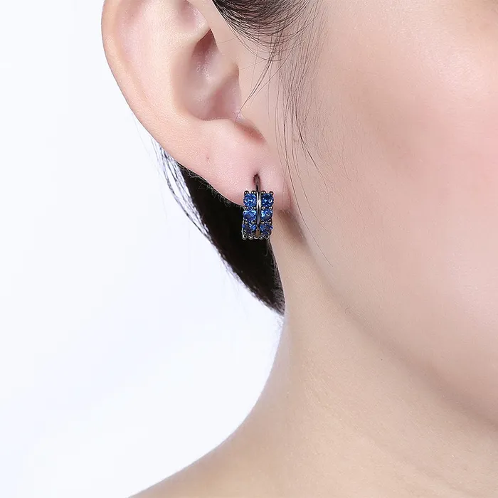 Yellow Chimes Necklaces Yellow Chimes A5 Grade Blue Crystal Black Gun Plated Clip On Earrings for Women Girls