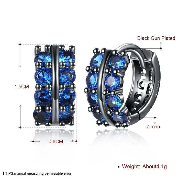 Yellow Chimes Necklaces Yellow Chimes A5 Grade Blue Crystal Black Gun Plated Clip On Earrings for Women Girls