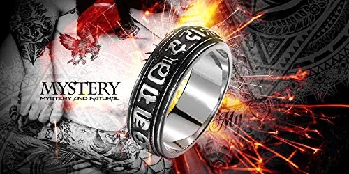Yellow Chimes Necklaces Yellow Chimes Ancient Mysterious Vintage Stainless Steel Ring for Men Boys