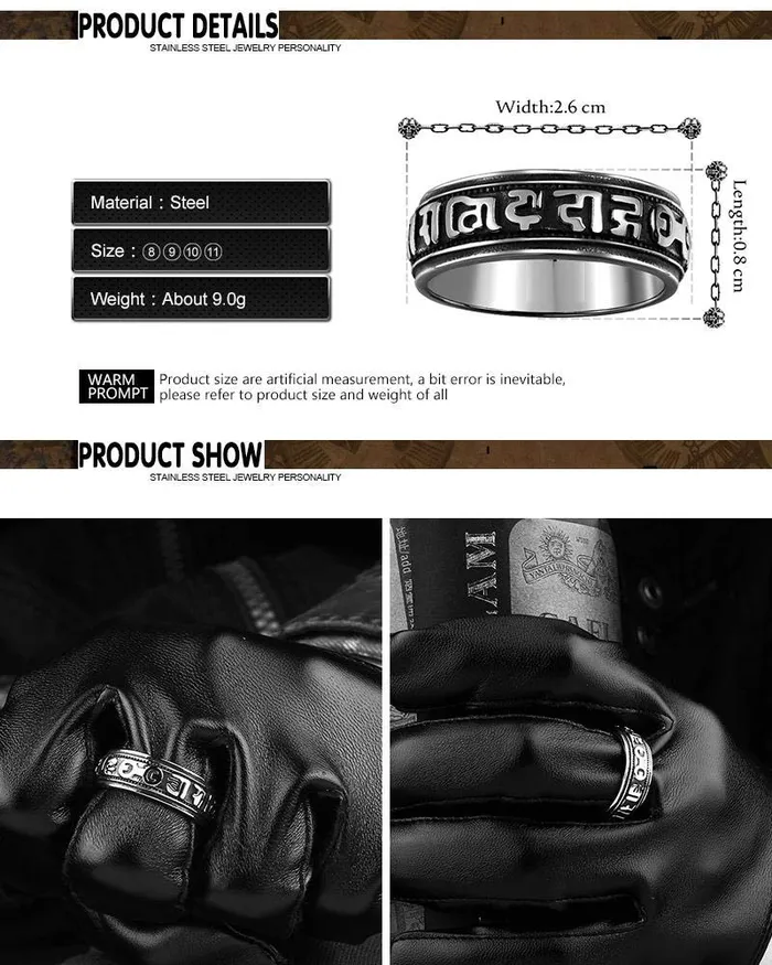 Yellow Chimes Necklaces Yellow Chimes Ancient Mysterious Vintage Stainless Steel Ring for Men Boys