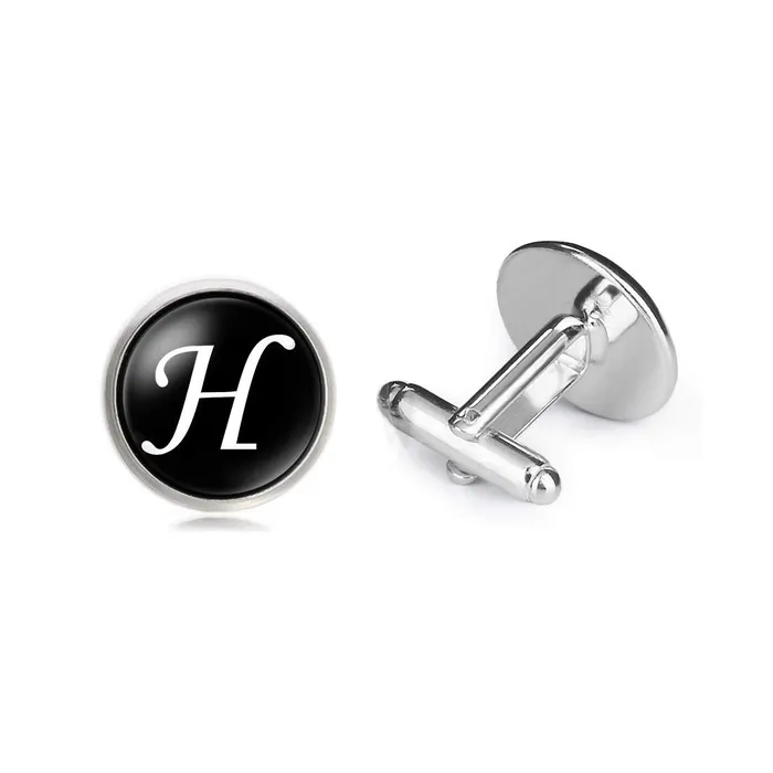 Yellow Chimes Necklaces Yellow Chimes Cufflinks for Men Alphabets Cuff links Letter H Statement Stainless Steel Cufflinks for Men and Boys