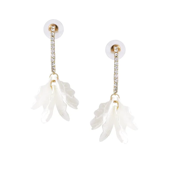 Yellow Chimes Necklaces Yellow Chimes Earrings For Women White Color Hoop Leaflets Hanging Drop Earrings For Women and Girls