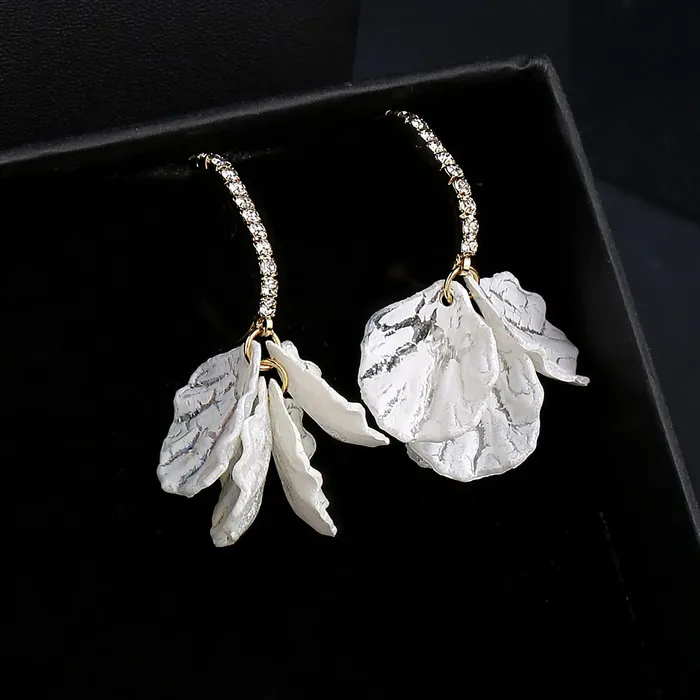 Yellow Chimes Necklaces Yellow Chimes Earrings For Women White Color Hoop Leaflets Hanging Drop Earrings For Women and Girls