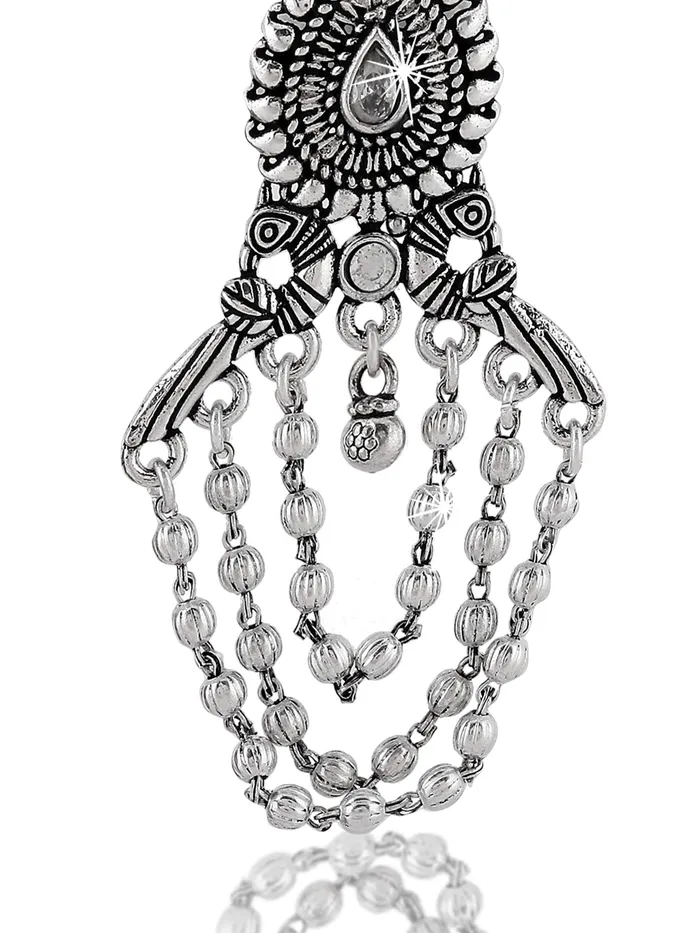 Yellow Chimes Necklaces Yellow Chimes German Silver Oxidized Afgani Peacock Design Dangle Earring for Women and Girls