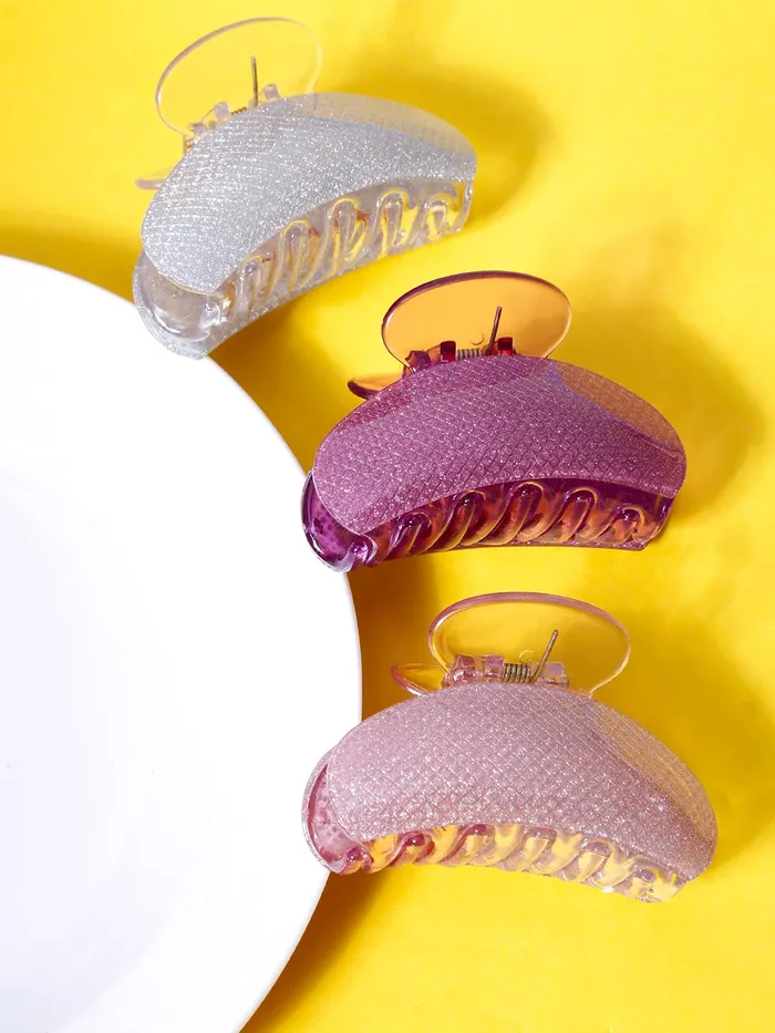 Yellow Chimes Necklaces Yellow Chimes Hair Clutchers for Women 3 Pcs Hair Claws Clutchers Multicolor Glittering Clutchers Hair Accessories for Women and Girls