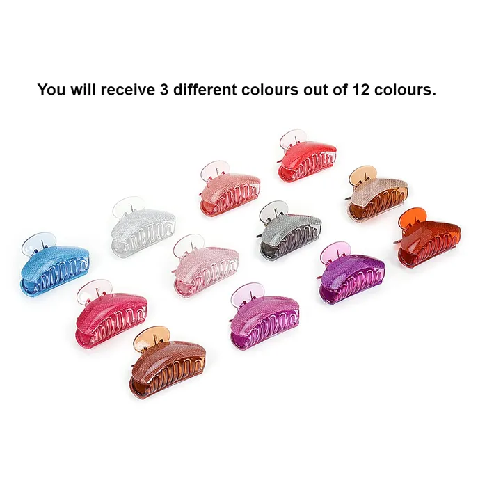 Yellow Chimes Necklaces Yellow Chimes Hair Clutchers for Women 3 Pcs Hair Claws Clutchers Multicolor Glittering Clutchers Hair Accessories for Women and Girls