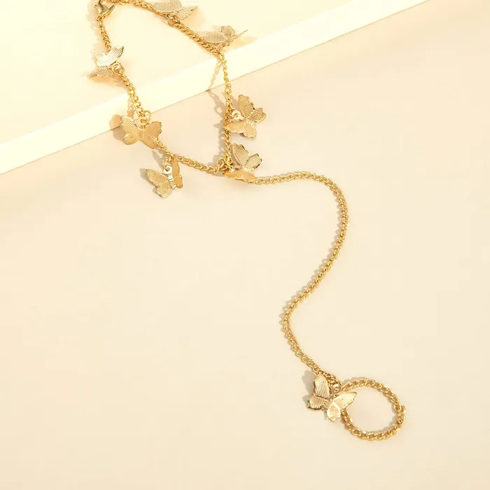 Yellow Chimes Necklaces Yellow Chimes Hand Chain For Women Elegant Gold Plated Butterfly Stars Hanging Hand Chain For Women and Girls