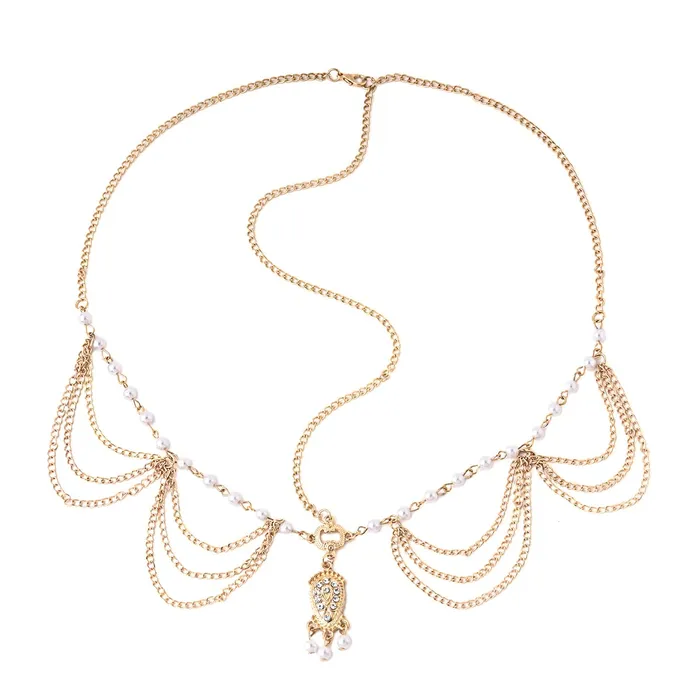 Yellow Chimes Necklaces Yellow Chimes Head Chain For Women Layered Gold Toned Pearl Studded Charm Head Chain For Women and Girls Yellow Chimes Necklaces Yellow Chimes Head Chain For Women Layered Gold Toned Pearl Studded Charm Head Chain For Women and Girls