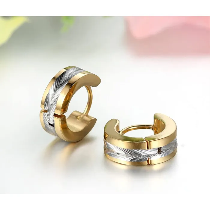 Yellow Chimes Necklaces Yellow Chimes Hoop Earrings for Men Gold Plated Stainless Steel Huggie Hoops Earrings for Men and Women