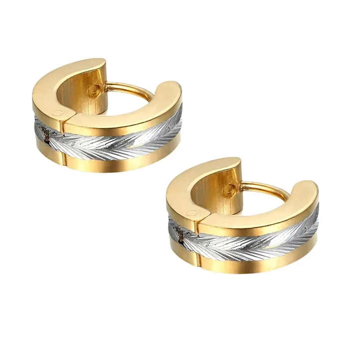 Yellow Chimes Necklaces Yellow Chimes Hoop Earrings for Men Gold Plated Stainless Steel Huggie Hoops Earrings for Men and Women