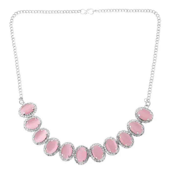 Yellow Chimes Necklaces Yellow Chimes Jewellery Set for Women and Girls Crystal Jewellery Set for Women Gold Plated Pink Stone Choker Necklace Set Birthday Gift for girls and women Anniversary Gift for Wife