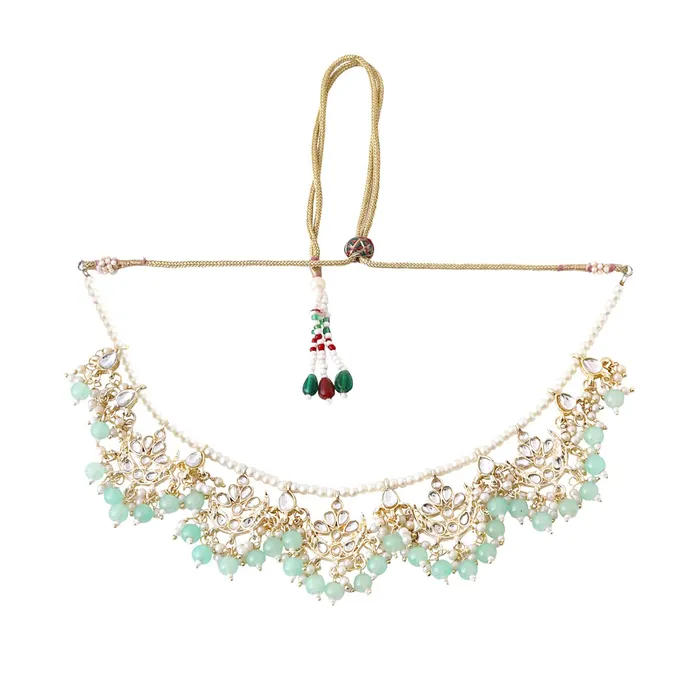 Yellow Chimes Necklaces Yellow Chimes Jewellery Set for Women and Girls Kundan Jewellery Set for Women Gold Tone Moti Beads Kundan Choker Necklace Set Birthday Gift for girls and women Anniversary Gift for Wife