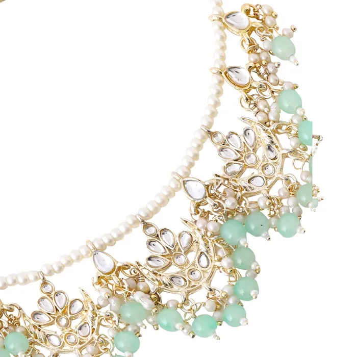 Yellow Chimes Necklaces Yellow Chimes Jewellery Set for Women and Girls Kundan Jewellery Set for Women Gold Tone Moti Beads Kundan Choker Necklace Set Birthday Gift for girls and women Anniversary Gift for Wife