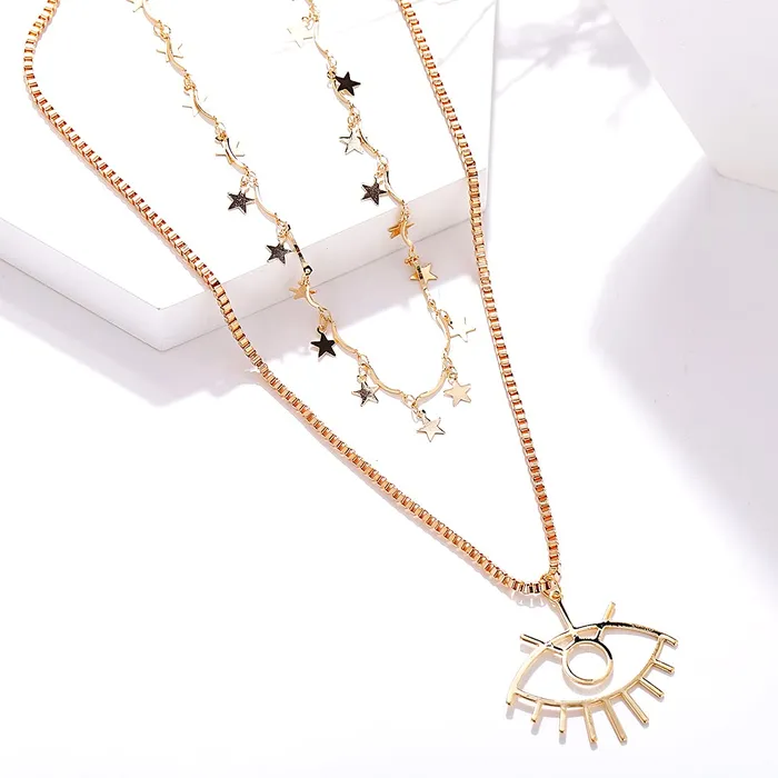 Yellow Chimes Necklaces Yellow Chimes Layered Necklace for Women Multilayered Gold Plated Chain Choker Necklace for Women and Girls